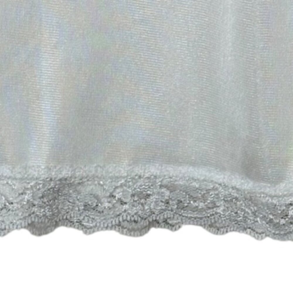 Vintage White Nylon Half Slip Skirt Lace Hem 28 Inch Elastic Waist XL Made USA - Picture 5 of 6